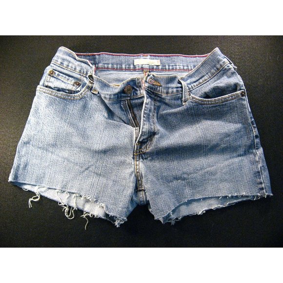 LEVIS 550 Womans CUTOFF JEAN SHORTS Sz 10M Mearsured 29" Red Tab Daisy Duke Blue - Picture 1 of 11